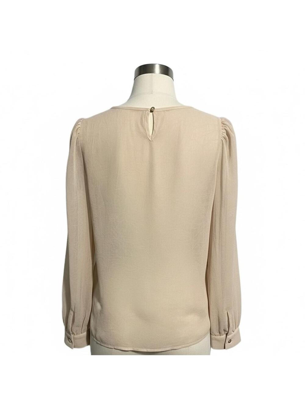 Dazy Women’s Sheer Beige Blouse with Balloon Sleeves, Size XL - Picture 3 of 5